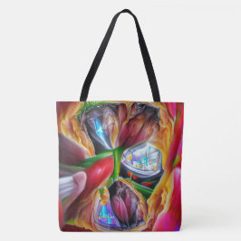 Bolsa Tote Reflexões Vibrantes de Tulipas de Abstrato