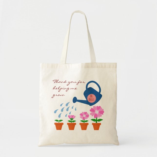 Bolsa Tote Regando a Planta Obrigado Presente Professor  (Frente)