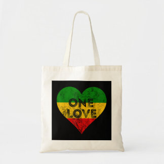 Bolsa Tote Reggae Heart One Love Rasta Reggae Music Rastafari