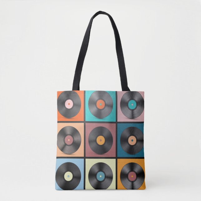 Bolsa Tote Registros de vinilo: conjunto retrô LP. (Frente)
