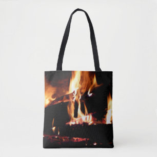 Bolsa Tote Registros na fotografia de fogo quente da Lareira
