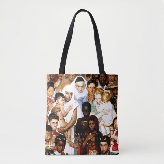Bolsa Tote Regra do ouro (Do to other) por Norman Rockwell (Frente)