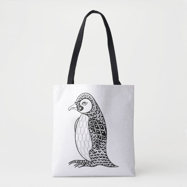 Bolsa Tote Rei pinguim artístico Zendoodle 2 (Frente)