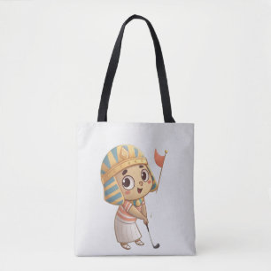 Bolsa Tote Rei Tut Jogando Golfe  Arte Divertida do Antigo Eg