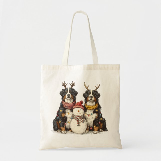 Bolsa Tote Reindeer Bernese Cães de Montanha (Frente)