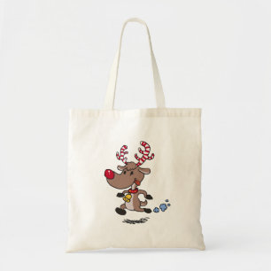 Bolsa Tote Reindeer de Natal a correr escolher cor de fundo