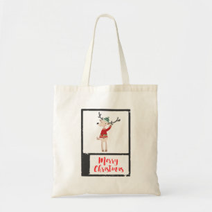 Bolsa Tote Reindeer De Natal Em Um Whimsical Suéter Feio