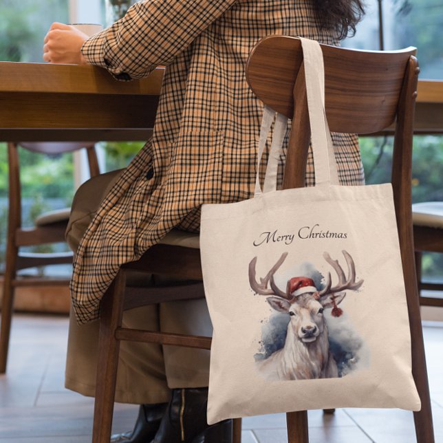 Bolsa Tote Reindeer de Natal, personalizável (Criador carregado)