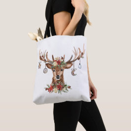 Bolsa Tote Reindeer de Natal Russo Ornamentos de Antler