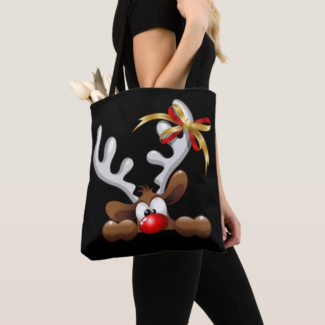 Bolsa Tote Reindeer Enzergou Caráter de Natal Engraçado (Close Up)