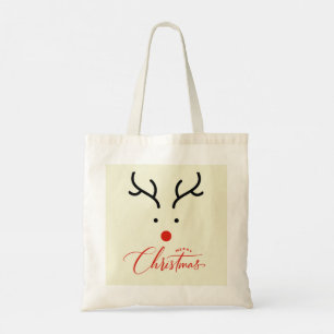 Bolsa Tote "Reindeer Minimalista Enfrentando Saco de Natal