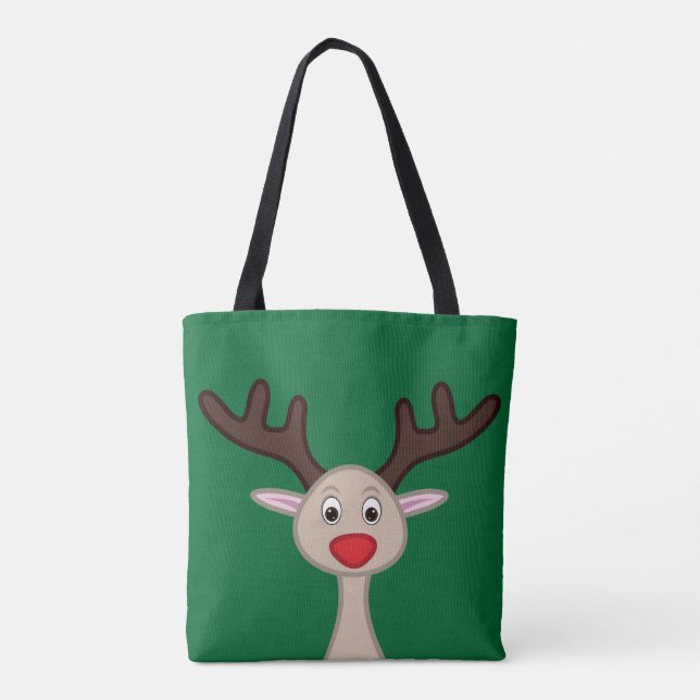 Bolsa Tote Reindeer personagem de desenho animado (Verso)