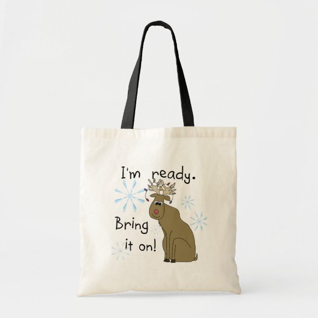 Bolsa Tote Reindeer pronto para Camisetas de Natal e presente (Frente)