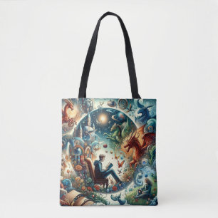 Bolsa Tote Reino da Imaginação: Livros de Fantasia