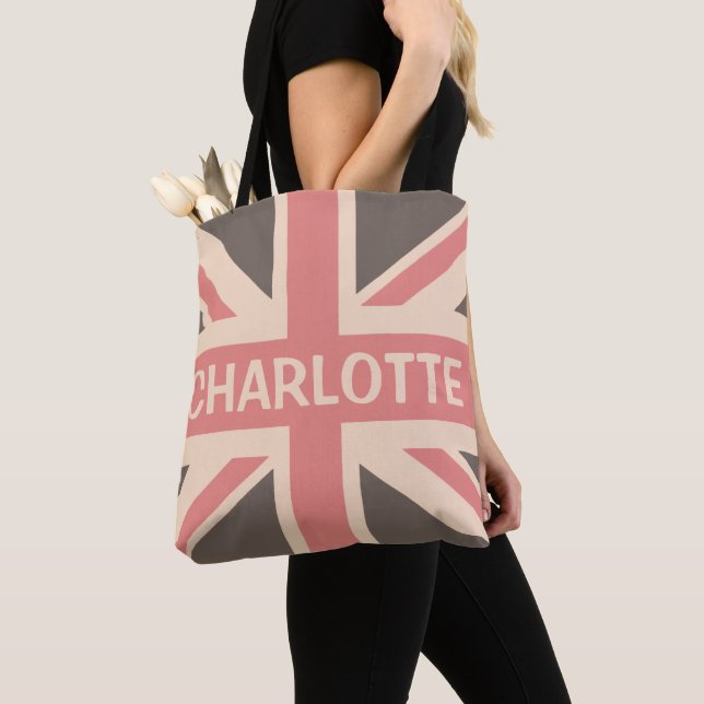 Bolsa Tote Reino Unido desbotado - União Personalizada Britân (Close Up)