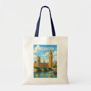 Bolsa Tote Reino Unido Ilustração Viagem Arte Vintage