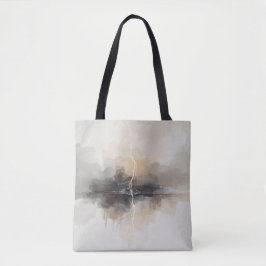 Bolsa Tote Relâmpago Abstrato em Tons Neutros Impressão