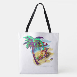 Bolsa Tote Relaxando o Urso de Verão em Praia Tropical