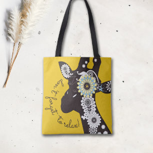 Bolsa Tote Relaxar - Girafa Amarela Divertida e Funky