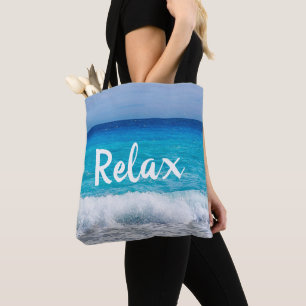 Bolsa Tote Relaxe a espuma marítima tropical de turquesa azul