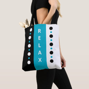 Bolsa Tote Relaxe pontos listras preto branco e azure