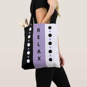 Bolsa Tote Relaxe pontos listras preto branco e roxo