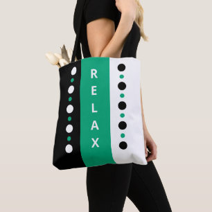 Bolsa Tote Relaxe pontos listras preto branco e verde