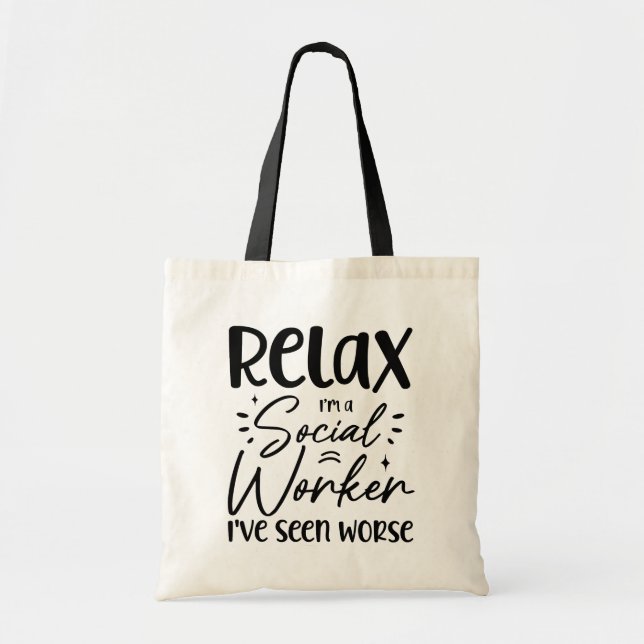 Bolsa Tote Relaxe, sou uma assistente social Engraçado, Pai d (Frente)
