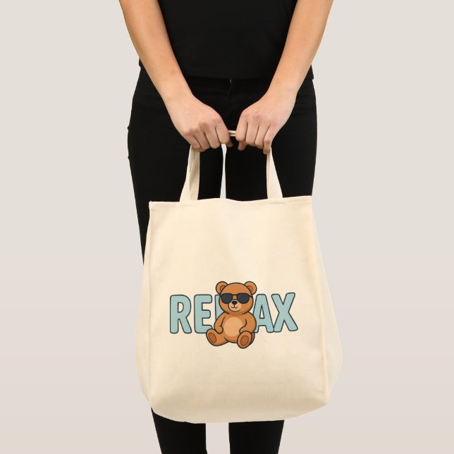 Bolsa Tote Relaxe Urso de Teddy com Design de Cartografia de  (Frente (produto))