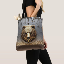 Bolsa Tote Relevo de Urso Dourado Com Efeito de Gotejamento d