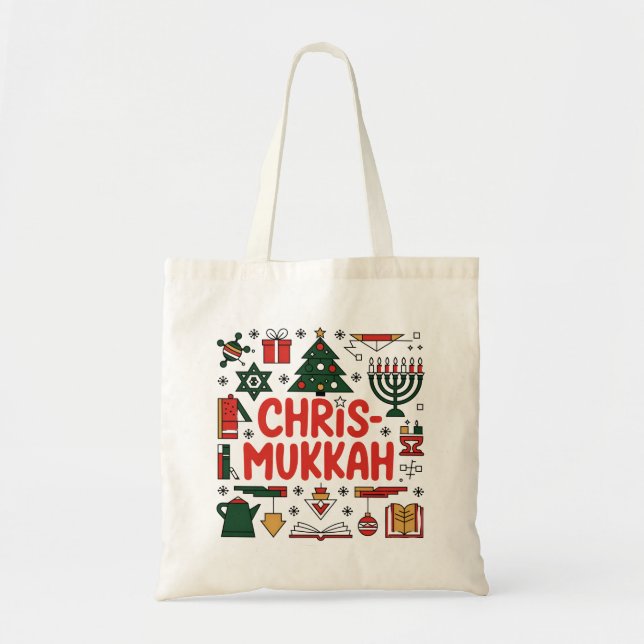 Bolsa Tote Religião Judia de Natal Chrismukkah Hanukkah (Frente)