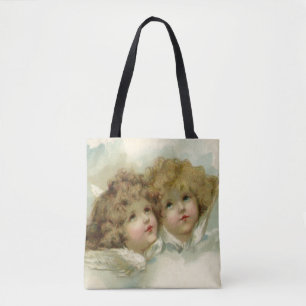 Bolsa Tote Religião Vintage, Anjos Vitorianos nas Nuvens