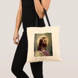 Bolsa Tote Religioso Vintage, Retrato de Jesus Cristo com Hal