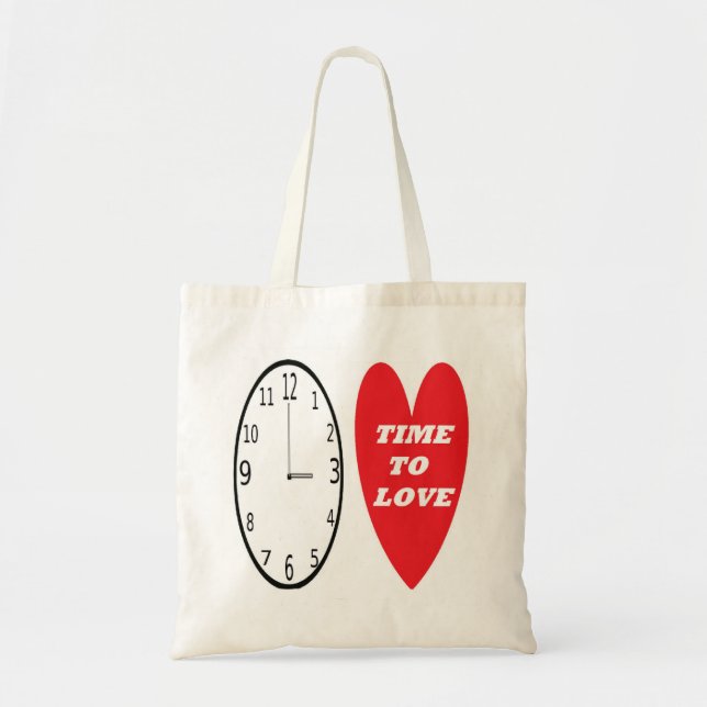 Bolsa Tote Relógio De Almofada Com Tempo De Coração Vermelho  (Frente)