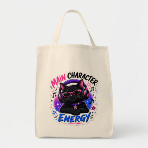 Bolsa Tote Relógio de Gato Preto Energia de Personagem Princi