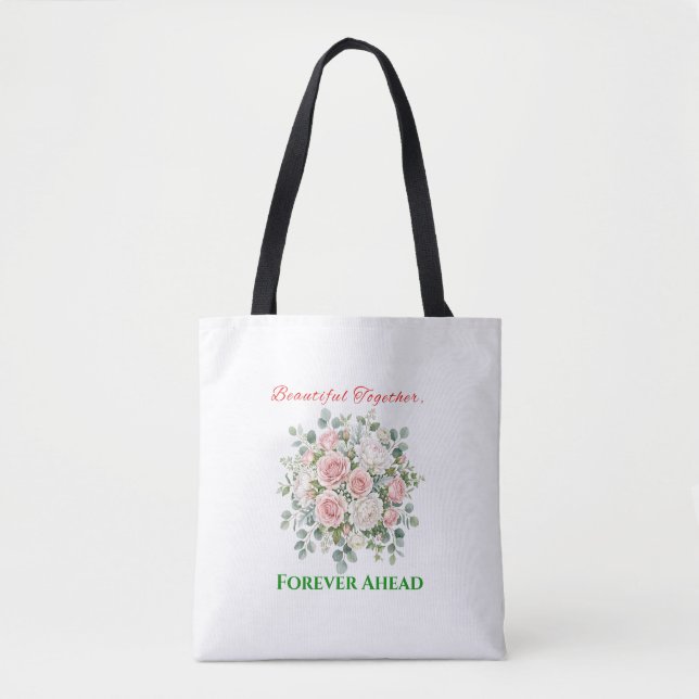Bolsa Tote Relógio de Noiva com Flores Elegantes (Frente)