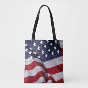 Bolsa Tote relógio de parede da bandeira americana