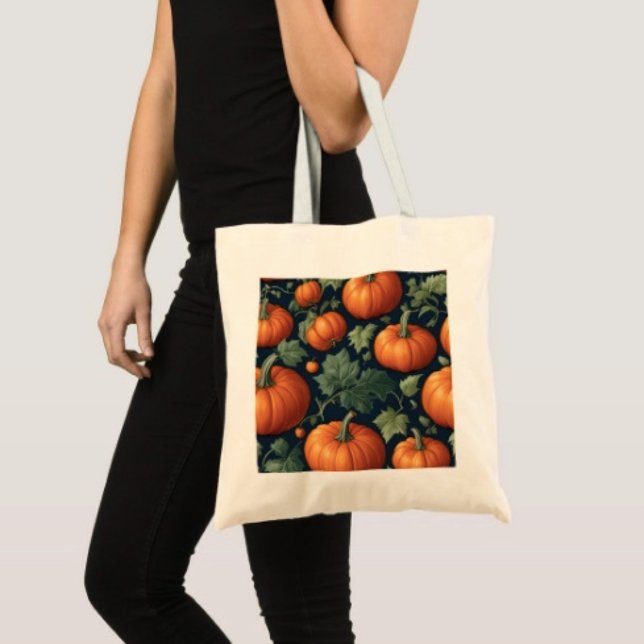 Bolsa Tote Remendo de Abóbora Folhosa (100% natural material 100% cotton D: 15.75"l x 15.25"w 5 handle colors.
)