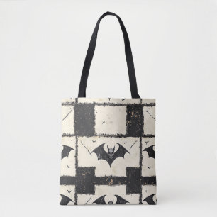 Bolsa Tote Remendo de Grunge em Denim Creme com Morcegos (3)