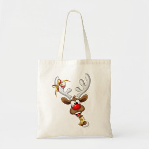 Bolsa Tote Rena de Natal Engraçada Espiando Meme de Natal