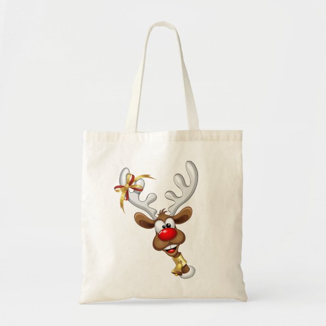 Bolsa Tote Rena de Natal Engraçada Espiando Meme de Natal (Frente)