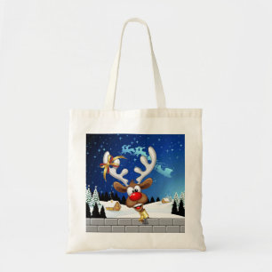 Bolsa Tote Rena de Natal Engraçada Espiando Meme de Natal