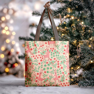 Bolsa Tote Rena Rosa Caprichosa e Padrão de Folhagem de Inver