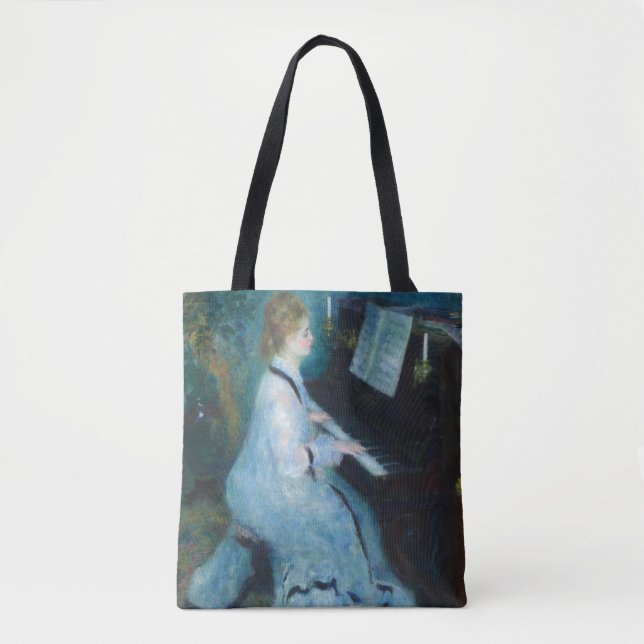 Bolsa Tote Renoir Mulher Impressionista do Piano Vintage (Frente)