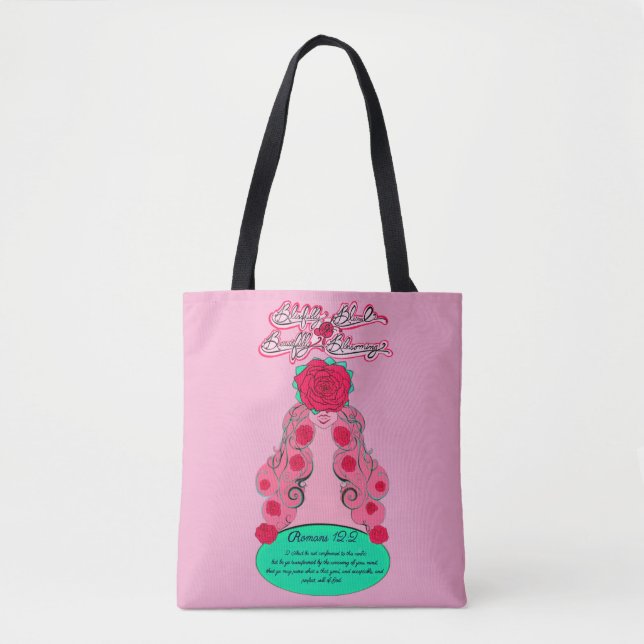 Bolsa Tote Renove a sua mente - Rosa de Blushing (Frente)
