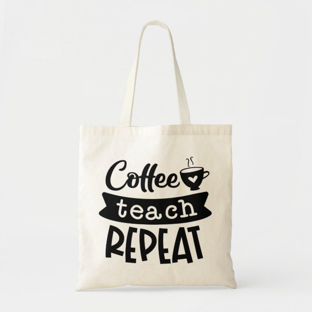 Bolsa Tote Repetição de Ensino de Café (Frente)