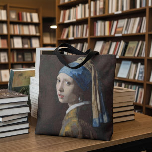 Bolsa Tote Réplica de Menina com Brinco de Pérola em Ponto Cr