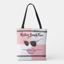 Bolsa Tote Repouso na praia Face Rosa e White Check