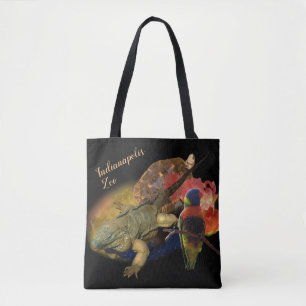 Bolsa Tote Répteis e pássaros do jardim zoológico de