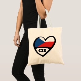 Bolsa Tote República Checa Código do país Flag Heart, CZE
